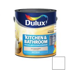 Краска Dulux Kitchens and Bathroom белая матовая 2,5 л
