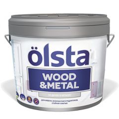 Краска Olsta Wood and Metal Полуматовая Белая база A 0,9 л