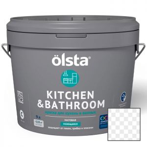 Краска интерьерная Olsta Kitchen and Bathroom Прозрачная 9 л